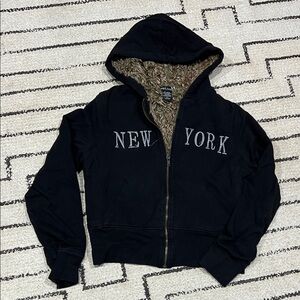 Y2K Wet Seal Black Jacket with Faux Fur Lining